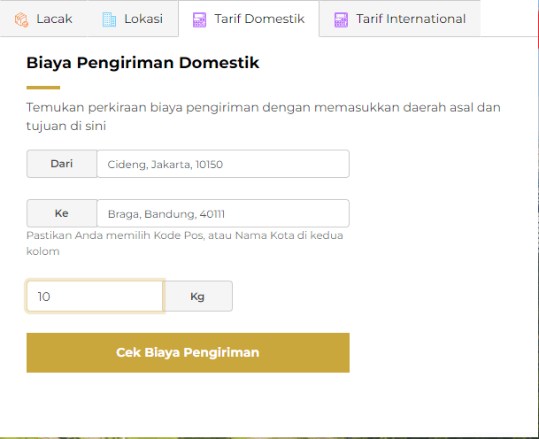 tarif domestik rpx